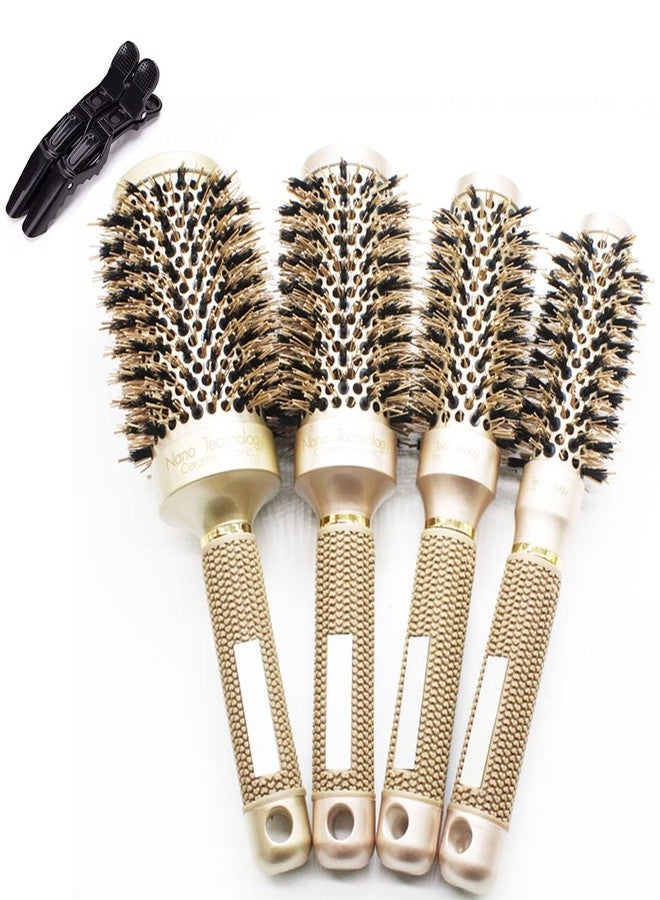 BeiHCain Gold Hair Brush Set - Durable Thermal Aluminum Tube Professional Styling Brush, Curling Boar Bristle Brush for Women - Image 1